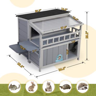 Show full view: Coziwow Outdoor Weatherproof Feral Kitty Shelter Cat House, Grey slide 5 of 6