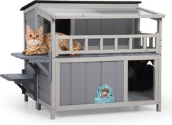 Coziwow Outdoor Weatherproof Feral Kitty Shelter Cat House, Grey