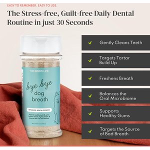 This Dog's Life Bye Bye Dog Breath Dental Powder for Dogs, 120-g jar