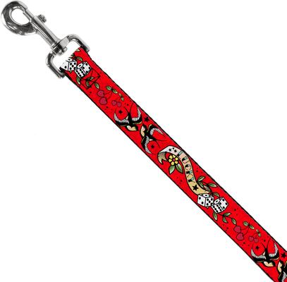 Show full view: Buckle-Down Lucky Polyester Dog Leash, Red, 6-ft long, 1-in wide slide 2 of 6