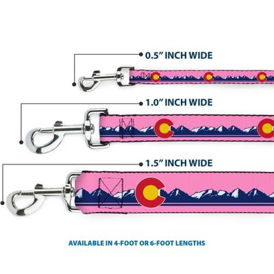 Show full view: Buckle-Down Colorado Flag Icon Mountain Skyline Polyester Dog Leash, 4-ft long, 1-in wide slide 3 of 6