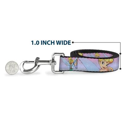 Show full view: Buckle-Down Tinker Bell Poses Flowers Stars Skull Polyester Dog Leash, Purple, 6-ft long, 1-in wide slide 6 of 7