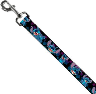 Show full view: Buckle-Down Disney Stitch Expressions & Poses Tropical Fade Polyester Dog Leash, Blue, 6-ft long, 1-in wide slide 3 of 7