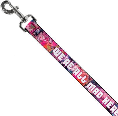 Show full view: Buckle-Down Disney Transparent Cheshire Cat Poses We're All Mad Here Polyester Dog Leash, Pink, 6-ft long, 1-in wide slide 2 of 6