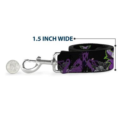 Show full view: Buckle-Down Disney Maleficent Diablo Black Roses Polyester Dog Leash, Purple, 6-ft long, 1-in wide slide 6 of 6