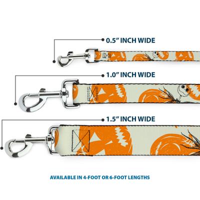 Show full view: Buckle-Down Disney The Nightmare Before Christmas Jack Pose & Pumpkins Collage Polyester Dog Leash, Orange, 6-ft long, 1-in wide slide 3 of 6