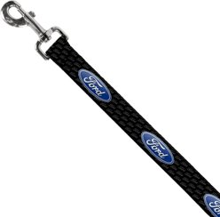Buckle-Down Ford Oval Repeat Text Polyester Dog Leash, Blue, 6-ft long, 1-in wide slide 2 of 6