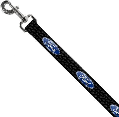 Show full view: Buckle-Down Ford Oval Repeat Text Polyester Dog Leash, Blue, 6-ft long, 1-in wide slide 2 of 6