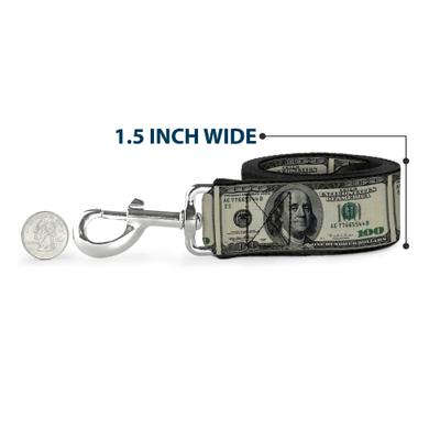 Show full view: Buckle-Down 100 Dollar Bills Polyester Dog Leash, 6-ft long, 1-in wide slide 6 of 6