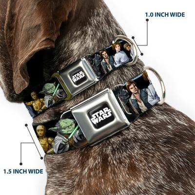 Show full view: Buckle-Down Star Wars Classic Character Poses Metal Seatbelt Buckle Dog Collar, Black, Medium: 11 to 16.5-in neck, 1-in wide slide 2 of 10