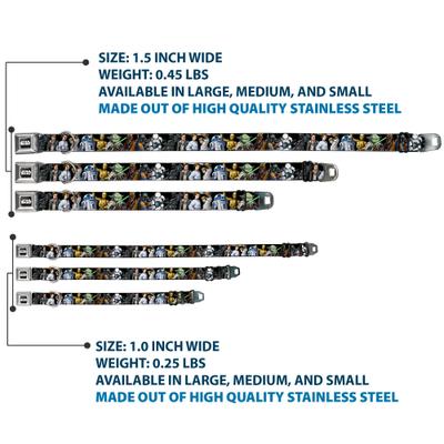 Show full view: Buckle-Down Star Wars Classic Character Poses Metal Seatbelt Buckle Dog Collar, Black, Medium: 11 to 16.5-in neck, 1-in wide slide 3 of 10