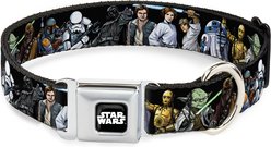 Buckle-Down Star Wars Classic Character Poses Metal Seatbelt Buckle Dog Collar, Black, Large: 15 to 24-in neck, 1-in wide