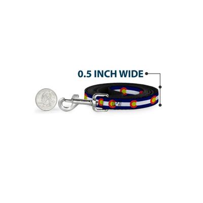Show full view: Buckle-Down Colorado Flag Polyester Dog Leash, Blue, 6-ft long, 1-in wide slide 4 of 6