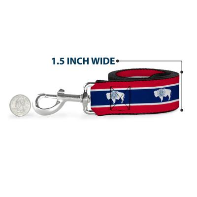 Show full view: Buckle-Down Wyoming Flag Polyester Dog Leash, Blue, 4-ft long, 1-in wide slide 7 of 7