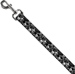 Buckle-Down Top Skulls Stacked Polyester Dog Leash, Grey, 4-ft long, 1-in wide slide 2 of 6