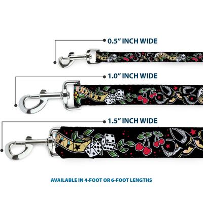 Show full view: Buckle-Down Lucky Polyester Dog Leash, Black, 6-ft long, 1-in wide slide 3 of 6