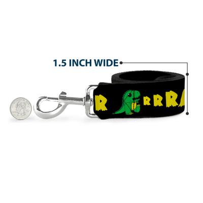 Show full view: Buckle-Down Rrrawr Dinosaur Polyester Dog Leash, Yellow, 4-ft long, 1-in wide slide 6 of 6