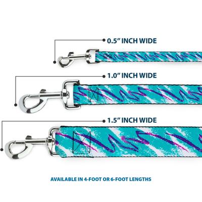 Show full view: Buckle-Down Jazzy Wave Scribble Polyester Dog Leash, Blue, 4-ft long, 1-in wide slide 3 of 6