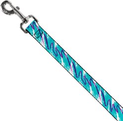 Buckle-Down Jazzy Wave Scribble Polyester Dog Leash, Blue, 4-ft long, 1-in wide slide 2 of 6
