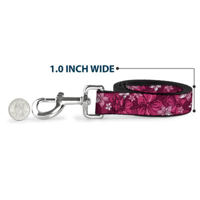 Show full view: Buckle-Down Hibiscus Collage Pink Shades Polyester Dog Leash, 6-ft long, 1-in wide slide 5 of 6