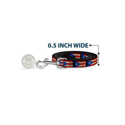 Show full view: Buckle-Down Puerto Rico Flag Weathered Polyester Dog Leash, 6-ft long, 1-in wide slide 4 of 6