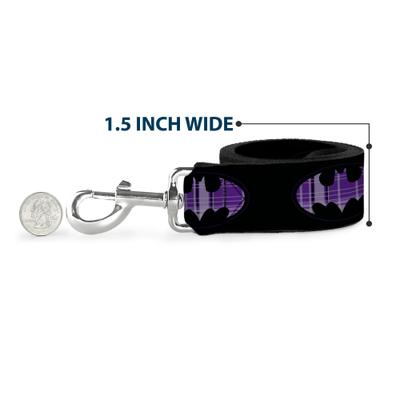 Show full view: Buckle-Down DC Comics Batman Signal Plaid Polyester Dog Leash, Purple, 4-ft long, 1-in wide slide 6 of 6