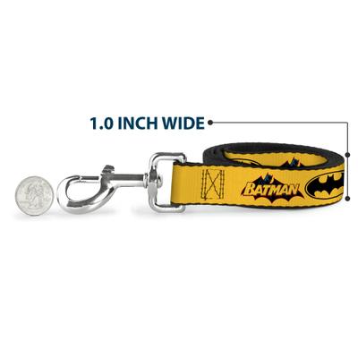 Show full view: Buckle-Down DC Comics Vintage Batman Logo Bat Signal Polyester Dog Leash, Yellow, 6-ft long, 1-in wide slide 6 of 7