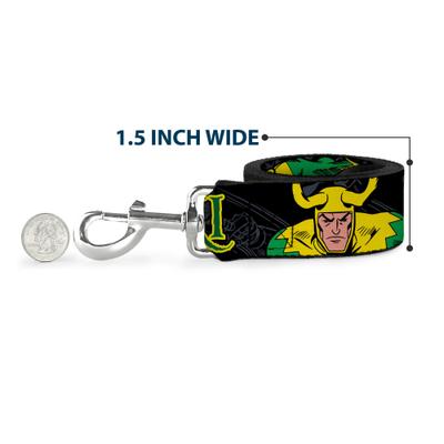 Show full view: Buckle-Down Marvel Comics Loki In Action Polyester Dog Leash, Yellow, 6-ft long, 1-in wide slide 6 of 6