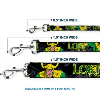 Show full view: Buckle-Down Marvel Comics Loki In Action Polyester Dog Leash, Yellow, 6-ft long, 1-in wide slide 3 of 6