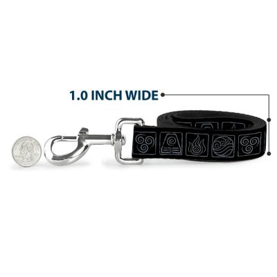 Show full view: Buckle-Down Avatar the Last Airbender Elements Icons Polyester Dog Leash, Black, 6-ft long, 1-in wide slide 5 of 6