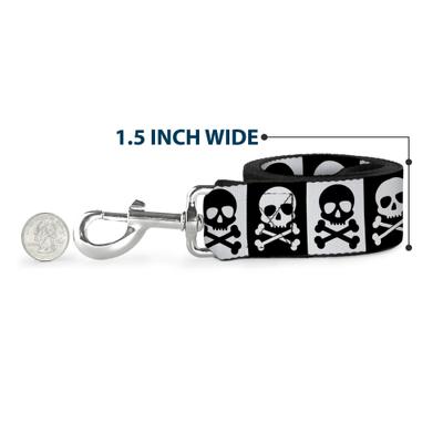 Show full view: Buckle-Down Skull Cross Bones Blocks Polyester Dog Leash, 4-ft long, 1-in wide slide 6 of 6
