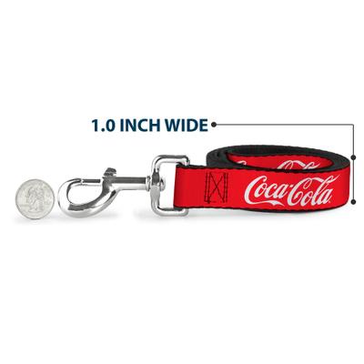 Show full view: Buckle-Down Coca-Cola Script Logo Red White Polyester Dog Leash, Red, 4-ft long, 1-in wide slide 6 of 7