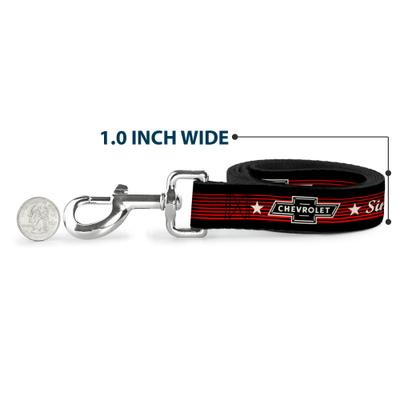 Show full view: Buckle-Down GM Chevrolet Bowtie Since 1911 Stars Stripe Polyester Dog Leash, Red, 6-ft long, 1-in wide slide 5 of 6