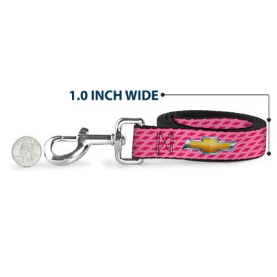 Show full view: Buckle-Down GM Chevy Gold Bowtie Logo Polyester Dog Leash, Pink, 6-ft long, 1-in wide slide 5 of 6