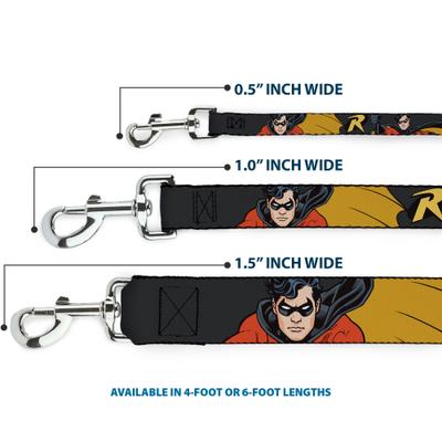 Show full view: Buckle-Down DC Comics Robin Poses Gray Polyester Dog Leash, Grey, 6-ft long, 1-in wide slide 3 of 6