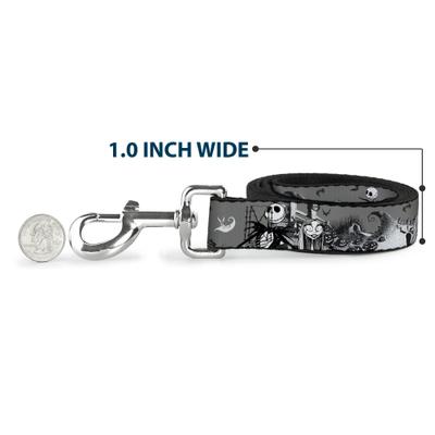 Show full view: Buckle-Down Nightmare Before Christmas Jack Sally Cemetery Scene Polyester Dog Leash, Grey, 6-ft long, 1-in wide slide 6 of 7