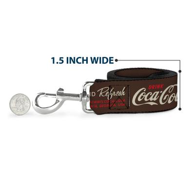 Show full view: Buckle-Down Drink Coca-Cola Pause & Refresh Bottle Polyester Dog Leash, Brown, 6-ft long, 1-in wide slide 6 of 6