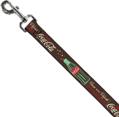 Show full view: Buckle-Down Drink Coca-Cola Pause & Refresh Bottle Polyester Dog Leash, Brown, 6-ft long, 1-in wide slide 2 of 6