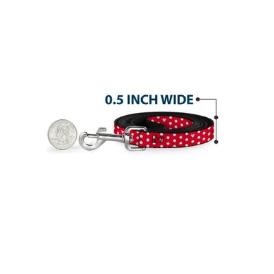 Show full view: Buckle-Down Disney Minnie Mouse Polka Dot Mini Silhouette Polyester Dog Leash, Red, 6-ft long, 1-in wide slide 5 of 7