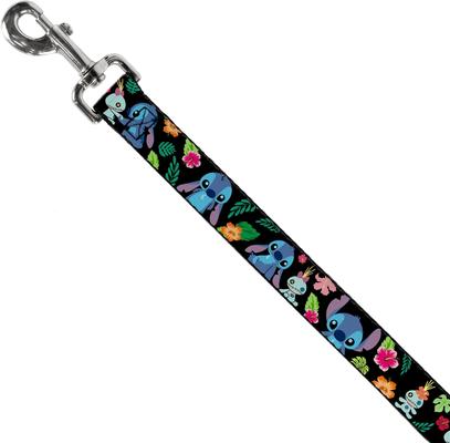 Show full view: Buckle-Down Disney Stitch Scrump Poses Tropical Flora Polyester Dog Leash, 6-ft long, 1-in wide slide 2 of 6