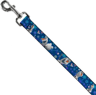 Show full view: Buckle-Down Disney Frozen Olaf Poses Snowflakes Polyester Dog Leash, Blue, 6-ft long, 1-in wide slide 2 of 6