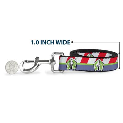 Show full view: Buckle-Down Disney Toy Story Buzz Lightyear Space Ranger Stripe Polyester Dog Leash, Purple, 6-ft long, 1-in wide slide 6 of 7