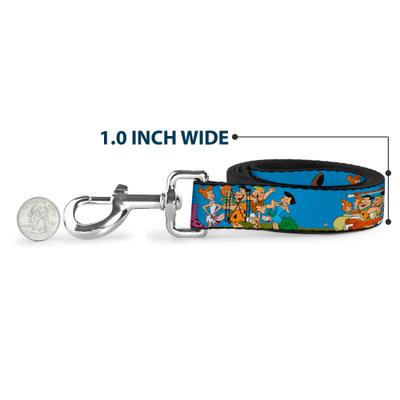 Show full view: Buckle-Down The Flintstones The Flintstones & Rubbles Group Pose Logo Polyester Dog Leash, Blue, 4-ft long, 1-in wide slide 6 of 7
