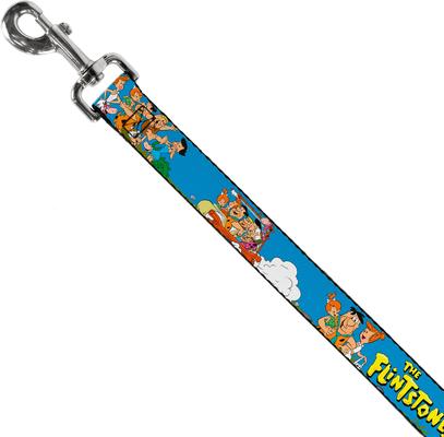 Show full view: Buckle-Down The Flintstones The Flintstones & Rubbles Group Pose Logo Polyester Dog Leash, Blue, 4-ft long, 1-in wide slide 3 of 7