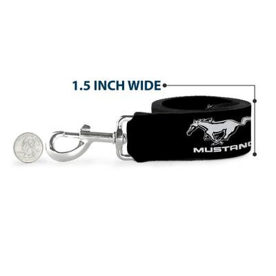Show full view: Buckle-Down Ford Mustang Black Logo Repeat Polyester Dog Leash, White, 6-ft long, 1-in wide slide 6 of 6