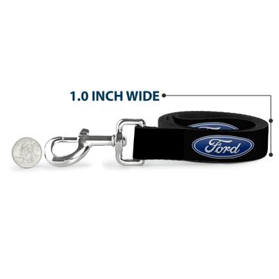 Show full view: Buckle-Down Ford Oval Logo Repeat Polyester Dog Leash, Blue, 6-ft long, 1-in wide slide 6 of 7