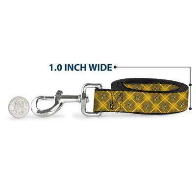 Show full view: Buckle-Down Harry Potter Hufflepuff Crest Plaid Polyester Dog Leash, Yellow, 4-ft long, 1-in wide slide 5 of 6
