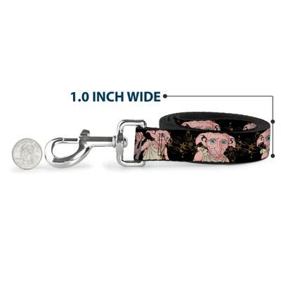 Show full view: Buckle-Down Warner Bros. Dobby Is Free 3 Dobby Poses Star Swirls Polyester Dog Leash, Black, 6-ft long, 1-in wide slide 5 of 6