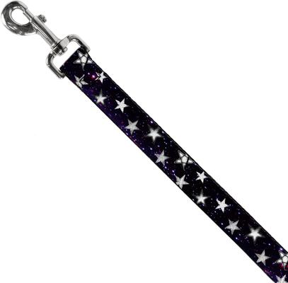 Show full view: Buckle-Down Glowing Stars In Space Polyester Dog Leash, White, 4-ft long, 1-in wide slide 2 of 6