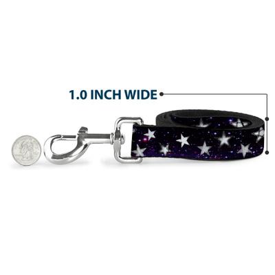 Show full view: Buckle-Down Glowing Stars In Space Polyester Dog Leash, White, 4-ft long, 1-in wide slide 5 of 6